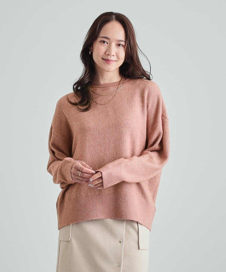 S-LL】さりげないラメで大人上品に クルーネックニット（ニット