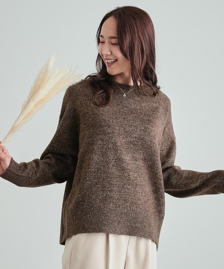 S-LL】さりげないラメで大人上品に クルーネックニット(ニット S-LL】さりげないラメで大人上品に クルーネックニット(ニット