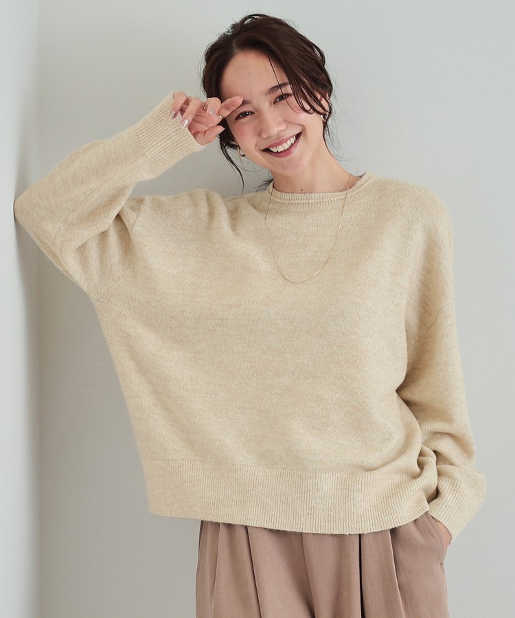 S-LL】さりげないラメで大人上品に クルーネックニット(ニット S-LL】さりげないラメで大人上品に クルーネックニット(ニット