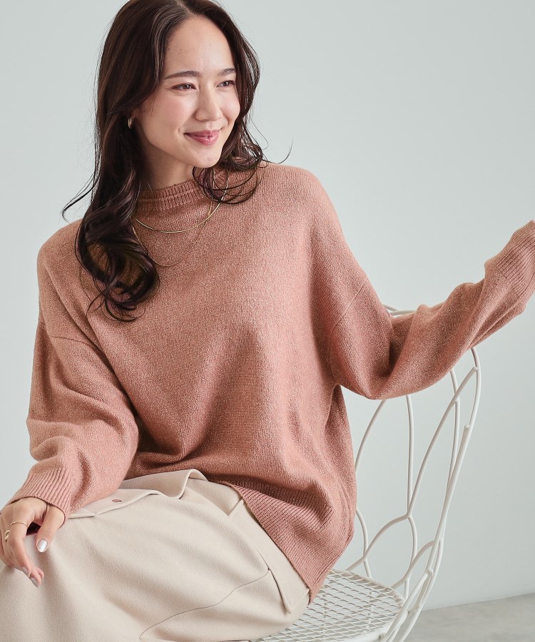 S-LL】さりげないラメで大人上品に クルーネックニット(ニット S-LL】さりげないラメで大人上品に クルーネックニット(ニット