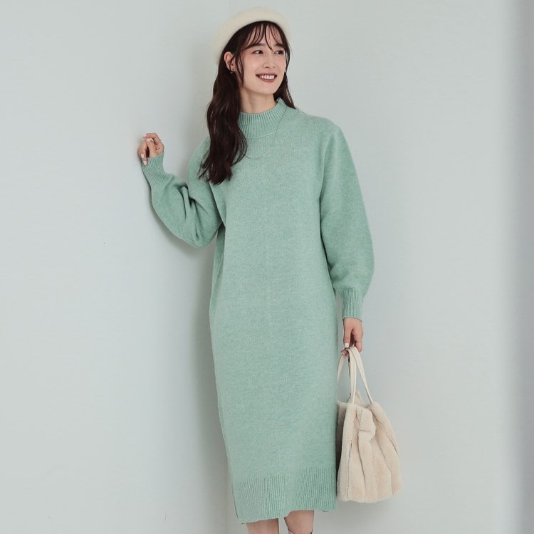 シューラルー/ドレスキップ(SHOO・LA・RUE/DRESKIP)のふわふわ柔らか ハイネック ロングニットワンピース マキシ・ロングワンピース