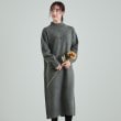 シューラルー/ドレスキップ(SHOO・LA・RUE/DRESKIP)のふわふわ柔らか ハイネック ロングニットワンピース チャコールグレー(014)