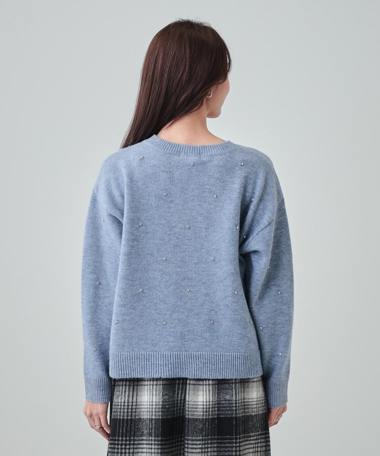 S-LL】上品でフェミニン 大人のための ふわふわビジュー付ニット