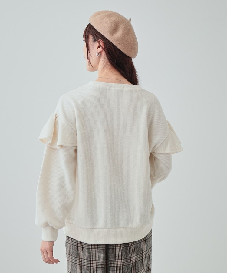 S-LL】一枚で決まる ふんわり微起毛 フリル袖トップス S-LL】一枚で決まる ふんわり微起毛 フリル袖トップス