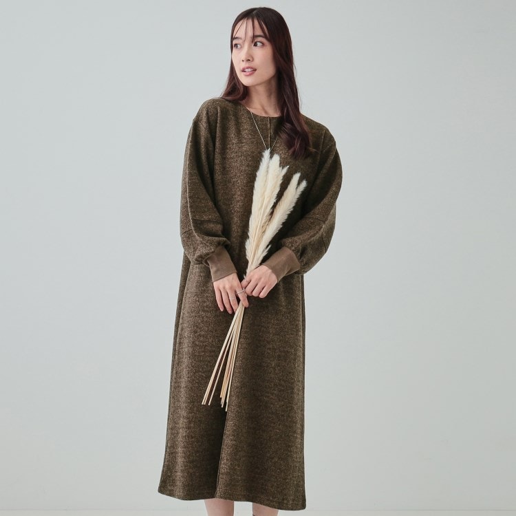 シューラルー/ドレスキップ(SHOO・LA・RUE/DRESKIP)の【S-LL】ツイード調お袖ふんわり Aラインワンピース マキシ・ロングワンピース