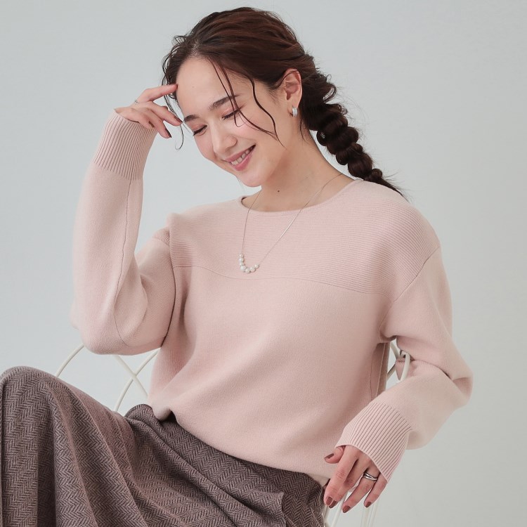 シューラルー/ドレスキップ(SHOO・LA・RUE/DRESKIP)の【洗える/S-LL】ふんわり柔らか ガーター切替ニット ニット/セーター