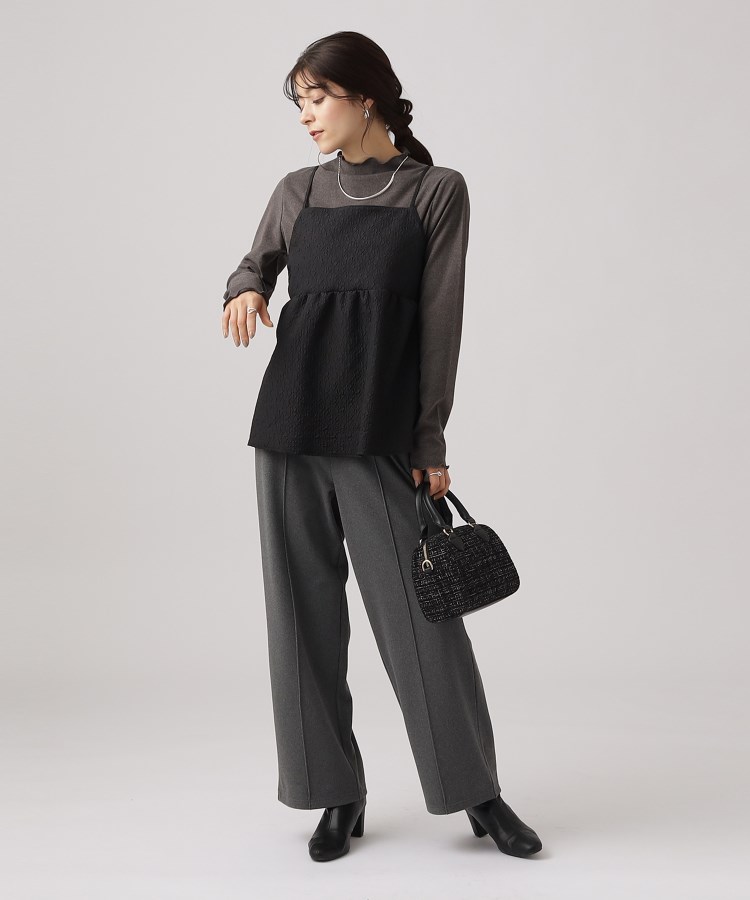 もちもち ピンタックワイドパンツ【SHOO WARM/ストレッチ もちもち ピンタックワイドパンツ【SHOO WARM/ストレッチ