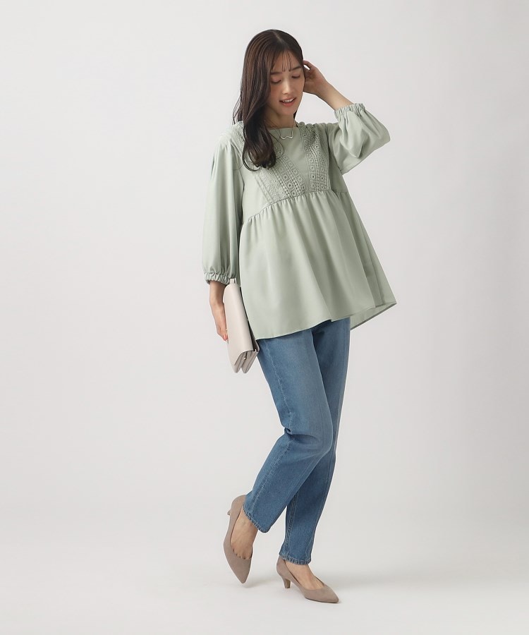 RUUBON シャツ 「RUUBON」jacquard lace sheer shirt