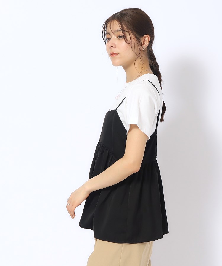 2点セット】ギャザーキャミソール+Tシャツ(トップス+インナー 2点セット】ギャザーキャミソール+Tシャツ(トップス+インナー