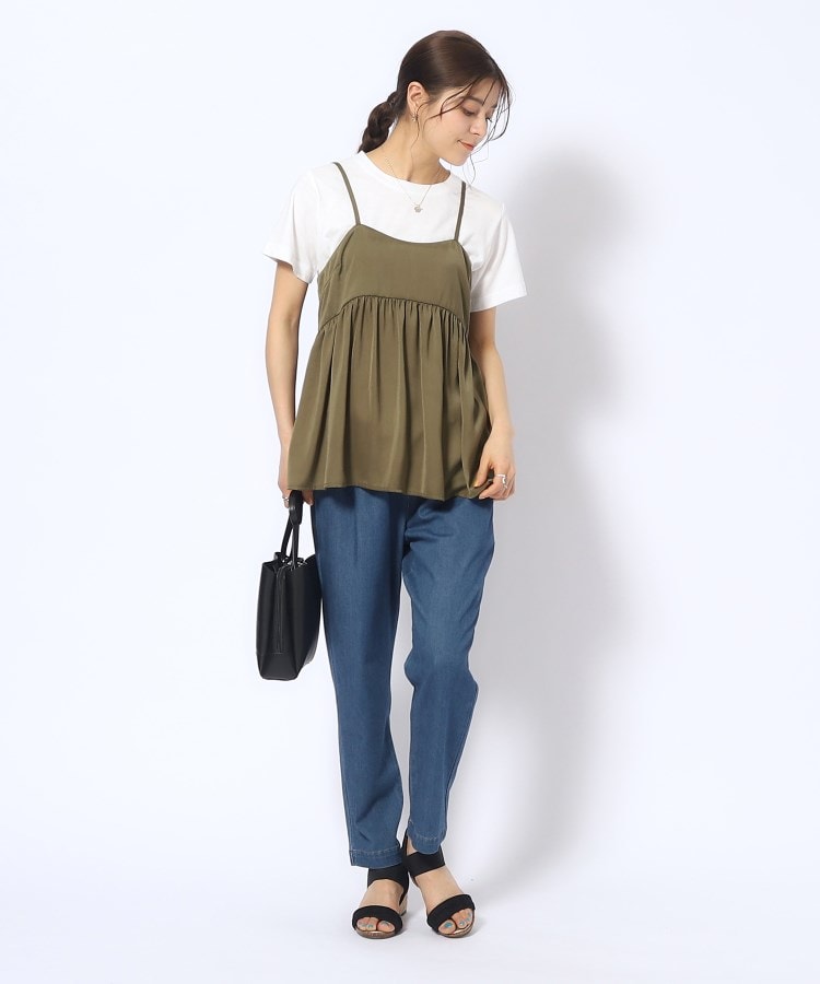 2点セット】ギャザーキャミソール+Tシャツ(トップス+インナー 2点セット】ギャザーキャミソール+Tシャツ(トップス+インナー