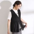 シューラルー/ドレスキップ(SHOO・LA・RUE/DRESKIP)の【2点セット】ペプラムジレ＋ロゴTシャツ ブラック(019)