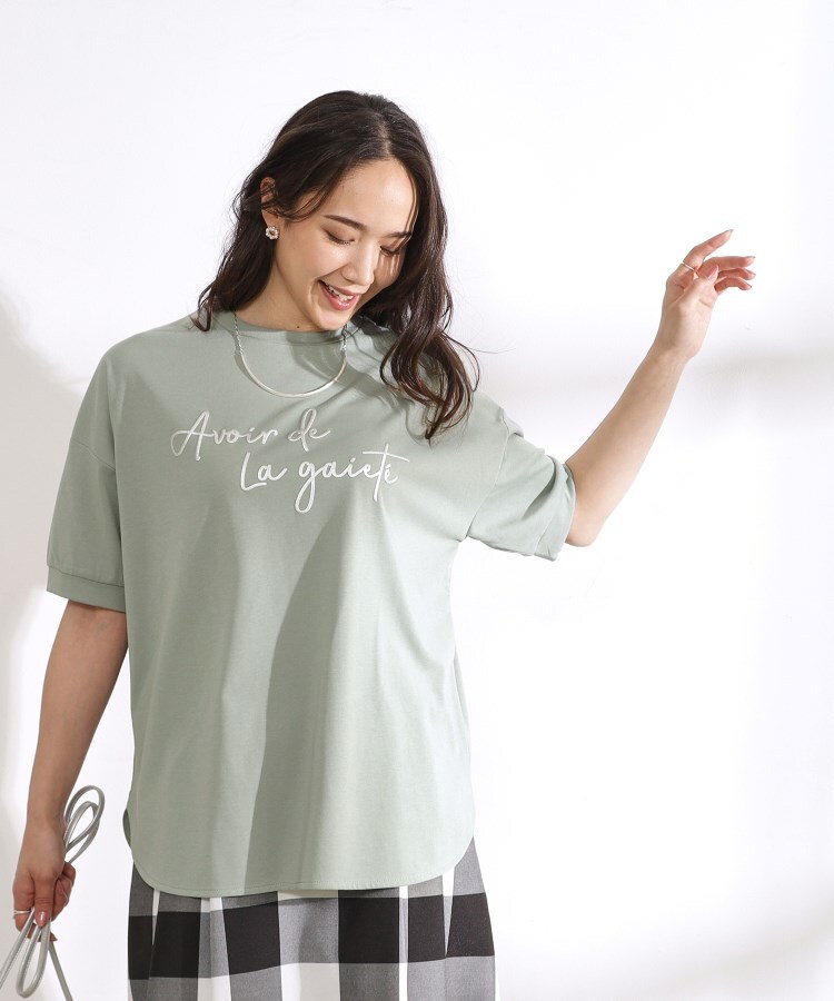 シューラルー/ドレスキップ(SHOO・LA・RUE/DRESKIP)の【洗える/UV】 大人のための ぷっくりラメロゴTシャツ9