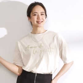 シューラルー/ドレスキップ(SHOO・LA・RUE/DRESKIP)のリサイクル・ひんやり・洗える・UV ラメ発泡ロゴTシャツ