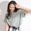 シューラルー/ドレスキップ(SHOO・LA・RUE/DRESKIP)の【無理せずキレイ】接触冷感バンドカラーブラウス ミントグリーン(021)