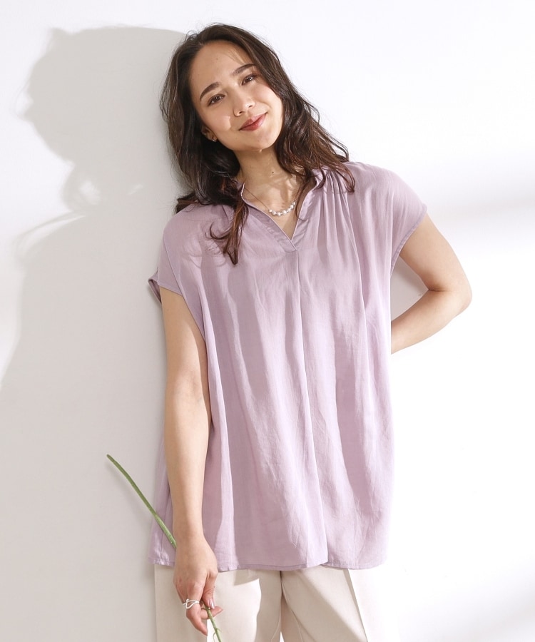 シューラルー/ドレスキップ(SHOO・LA・RUE/DRESKIP)の【無理せずキレイ】レーヨン麻スキッパーブラウス1