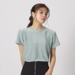 シューラルー/ドレスキップ(SHOO・LA・RUE/DRESKIP)のきらっとラメが大人の魅力 ラメクルーネックTシャツ ライトグリーン(020)