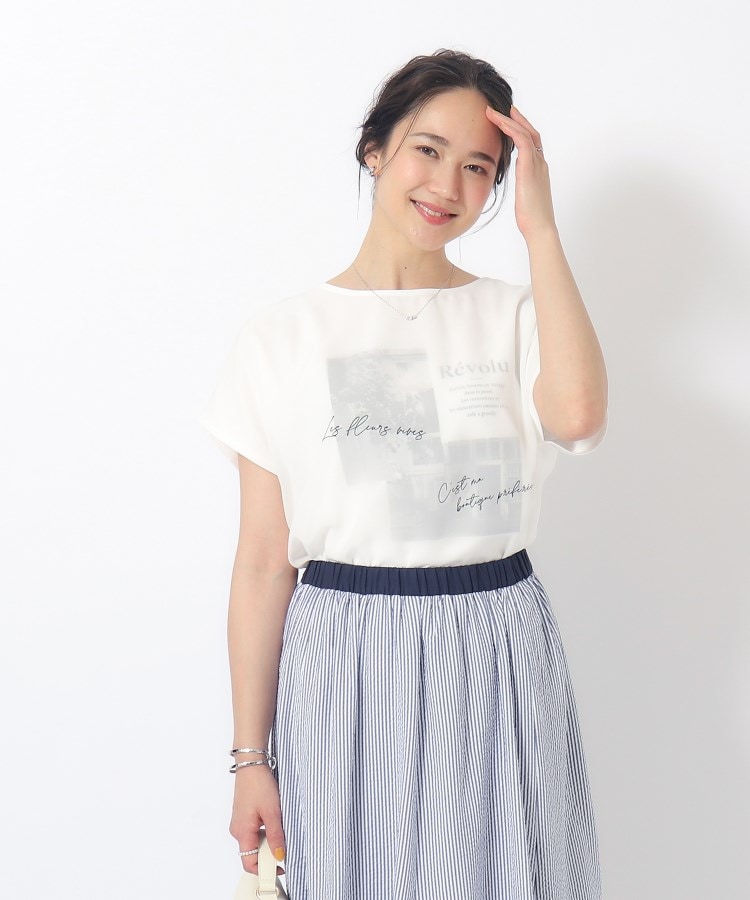 シューラルー/ドレスキップ(SHOO・LA・RUE/DRESKIP)の1枚でサマ見え シフォンレイヤード 転写プリントTシャツ13