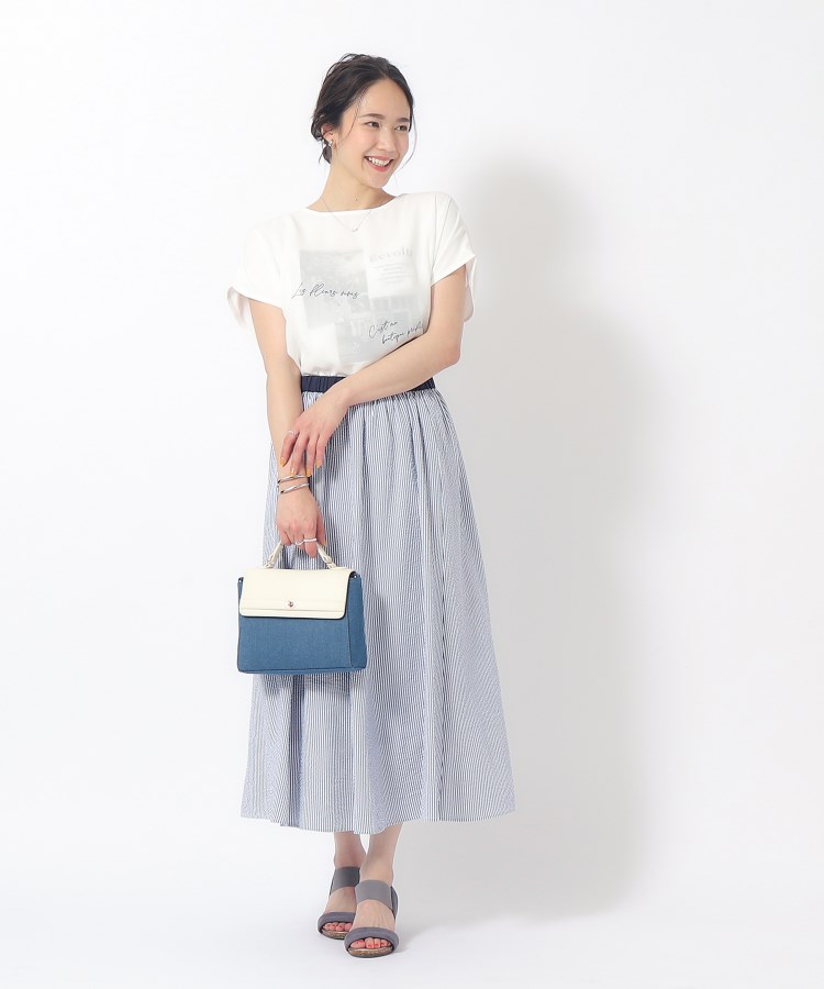 シューラルー/ドレスキップ(SHOO・LA・RUE/DRESKIP)の1枚でサマ見え シフォンレイヤード 転写プリントTシャツ15