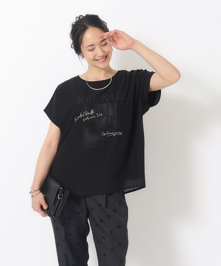 シューラルー/ドレスキップ(SHOO・LA・RUE/DRESKIP)の1枚でサマ見え シフォンレイヤード 転写プリントTシャツ5