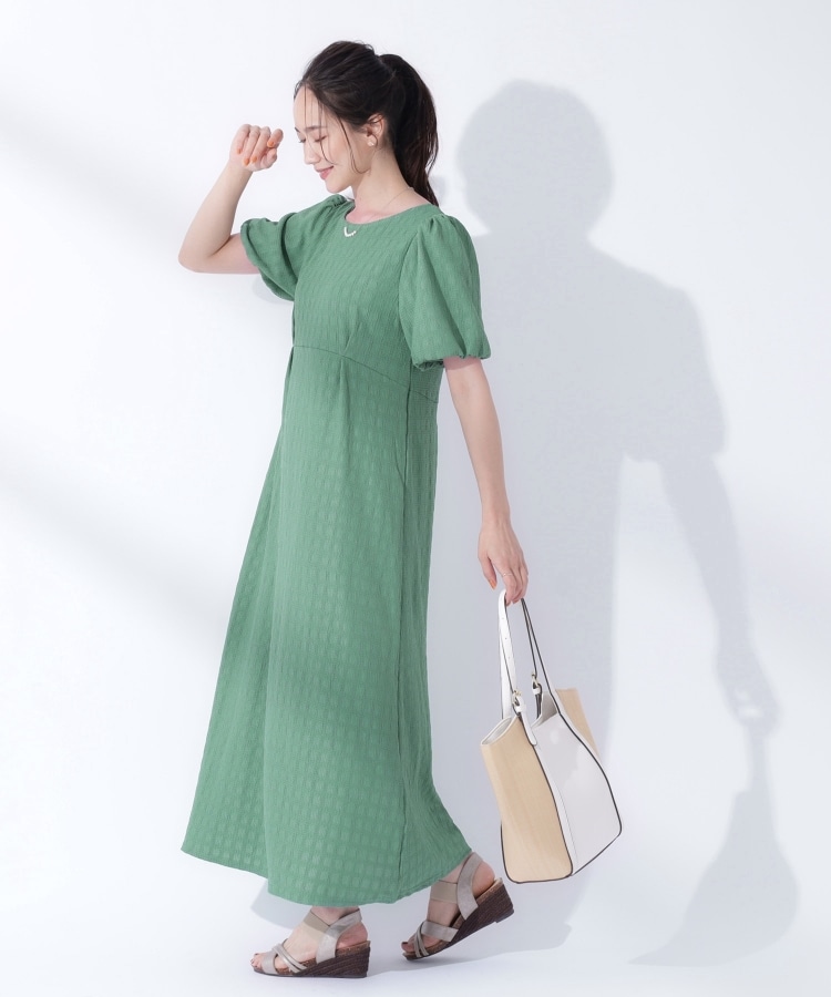 シューラルー/ドレスキップ(SHOO・LA・RUE/DRESKIP)のバルーン袖が大人かわいい しぼしぼチェックロングワンピース11