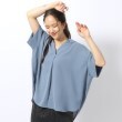 シューラルー/ドレスキップ(SHOO・LA・RUE/DRESKIP)の【洗濯後しわになりにくい】二の腕カバー とろみスキッパーブラウス ブルー(091)
