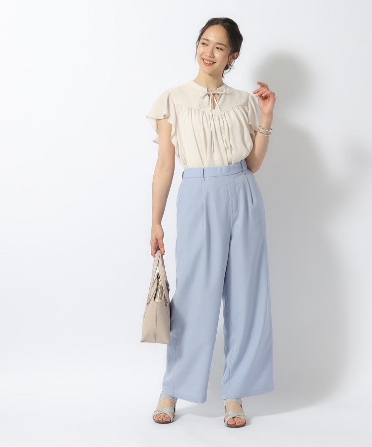 シューラルー/ドレスキップ(SHOO・LA・RUE/DRESKIP)の【セットアップ可/イージーケア】麻調共紐ベルト付 ワイドパンツ12