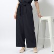 シューラルー/ドレスキップ(SHOO・LA・RUE/DRESKIP)の【セットアップ可/イージーケア】麻調共紐ベルト付 ワイドパンツ ネイビー(094)