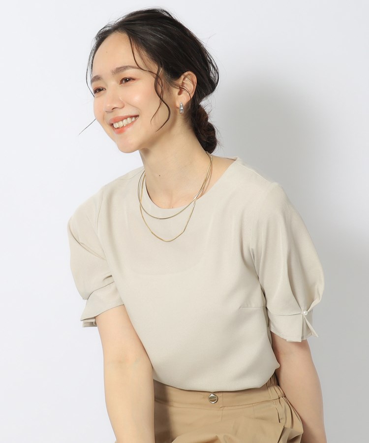 セットアップ可/洗濯後しわになりにくい】甘さ香る 麻調お袖 セットアップ可/洗濯後しわになりにくい】甘さ香る 麻調お袖