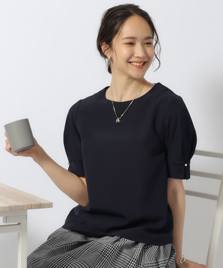 セットアップ可/洗濯後しわになりにくい】甘さ香る 麻調お袖 セットアップ可/洗濯後しわになりにくい】甘さ香る 麻調お袖