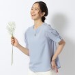 シューラルー/ドレスキップ(SHOO・LA・RUE/DRESKIP)の【セットアップ可/洗濯後しわになりにくい】甘さ香る 麻調お袖タックブラウス サックスブルー(090)