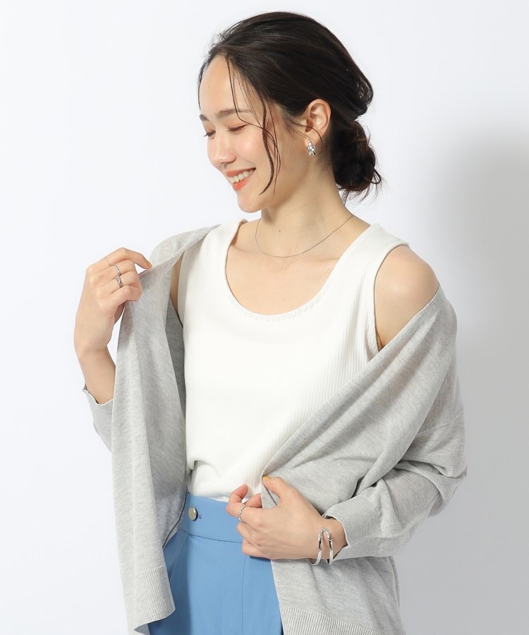 シューラルー/ドレスキップ(SHOO・LA・RUE/DRESKIP)のビーズがアクセント 大人のテレコタンク オフホワイト(003)