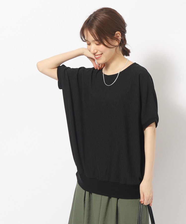 シューラルー/ドレスキップ(SHOO・LA・RUE/DRESKIP)の【高レビュー/洗える/UV】二の腕カバー インもアウトも楽しめる しぼしぼドルマントップス1