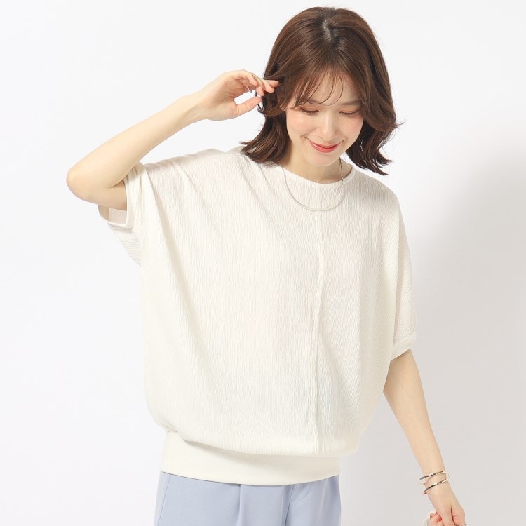 シューラルー/ドレスキップ(SHOO・LA・RUE/DRESKIP)の【高レビュー/洗える/UV】二の腕カバー インもアウトも楽しめる しぼしぼドルマントップス カットソー