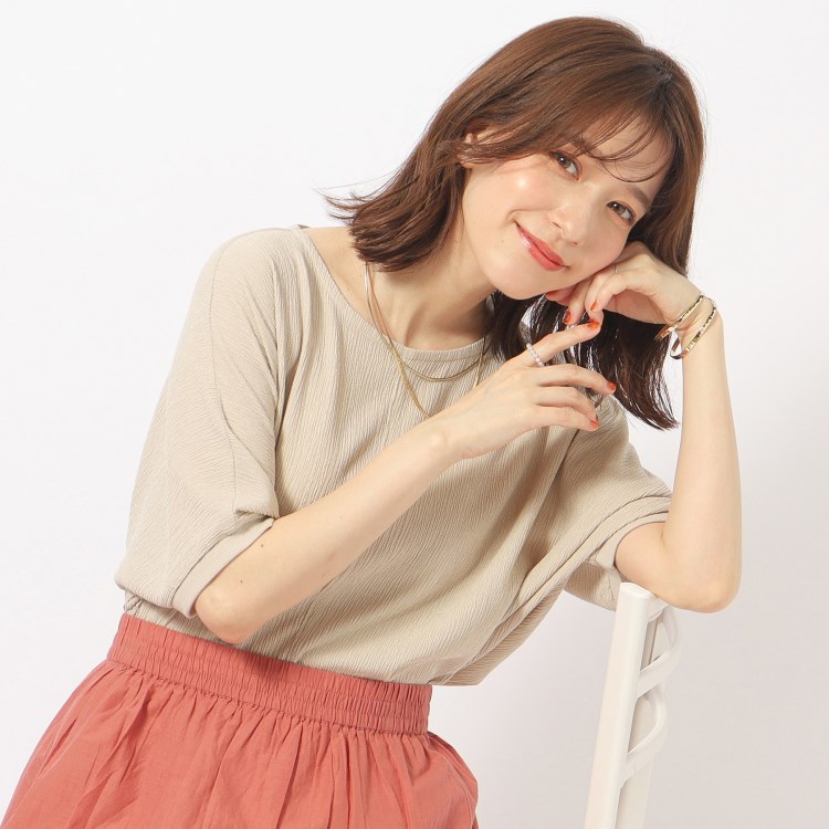 シューラルー/ドレスキップ(SHOO・LA・RUE/DRESKIP)の【高レビュー/洗える/UV】二の腕カバー インもアウトも楽しめる しぼしぼドルマントップス カットソー