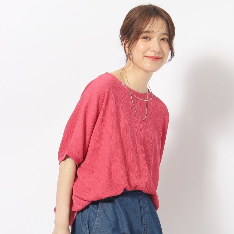 シューラルー/ドレスキップ(SHOO・LA・RUE/DRESKIP)の【高レビュー/洗える/UV】二の腕カバー インもアウトも楽しめる しぼしぼドルマントップス カットソー