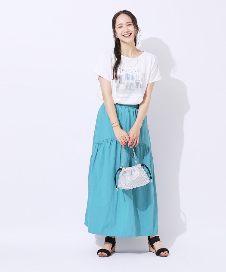 シューラルー/ドレスキップ(SHOO・LA・RUE/DRESKIP)の着るだけで旬な着こなしに フロントチュール重ねプリントTシャツ3