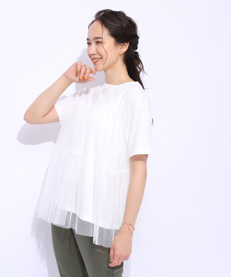 シューラルー/ドレスキップ(SHOO・LA・RUE/DRESKIP)の【好レビュー/動くたびにふわっと揺れる】　着るだけで華やかな ドットチュールドッキングTシャツ2