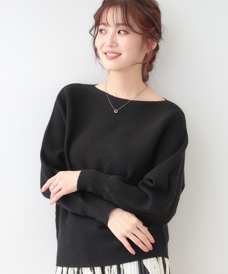 シューラルー/ドレスキップ(SHOO・LA・RUE/DRESKIP)の【洗える】上品で華やかに アンジェリーナ ドルマンニット ブラック(019)