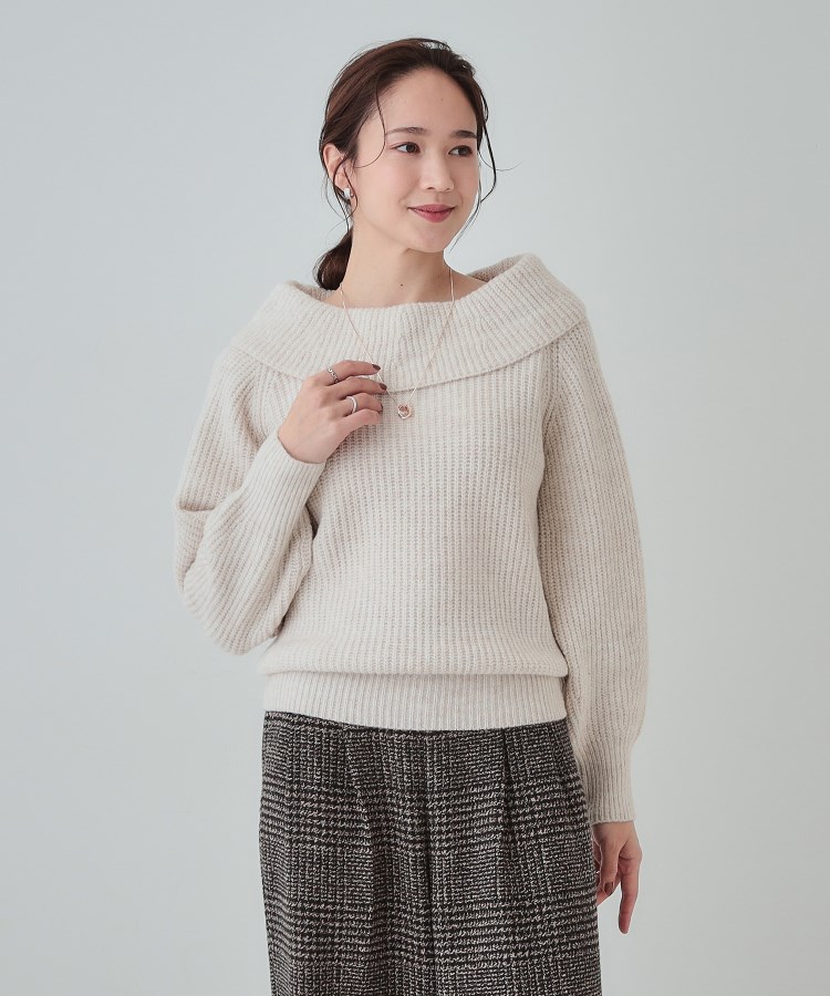 シューラルー/ドレスキップ(SHOO・LA・RUE/DRESKIP)の【S-LL】首元すっきり オフショル ミックスヤーンニット5