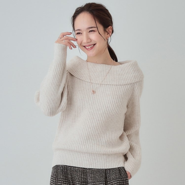 シューラルー/ドレスキップ(SHOO・LA・RUE/DRESKIP)の【S-LL】首元すっきり オフショル ミックスヤーンニット ニット/セーター