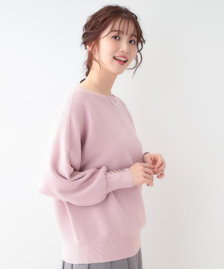シューラルー/ドレスキップ(SHOO・LA・RUE/DRESKIP)の【洗える】大人の上品コーデに お袖ビジュー釦付きリブドルマンニット2