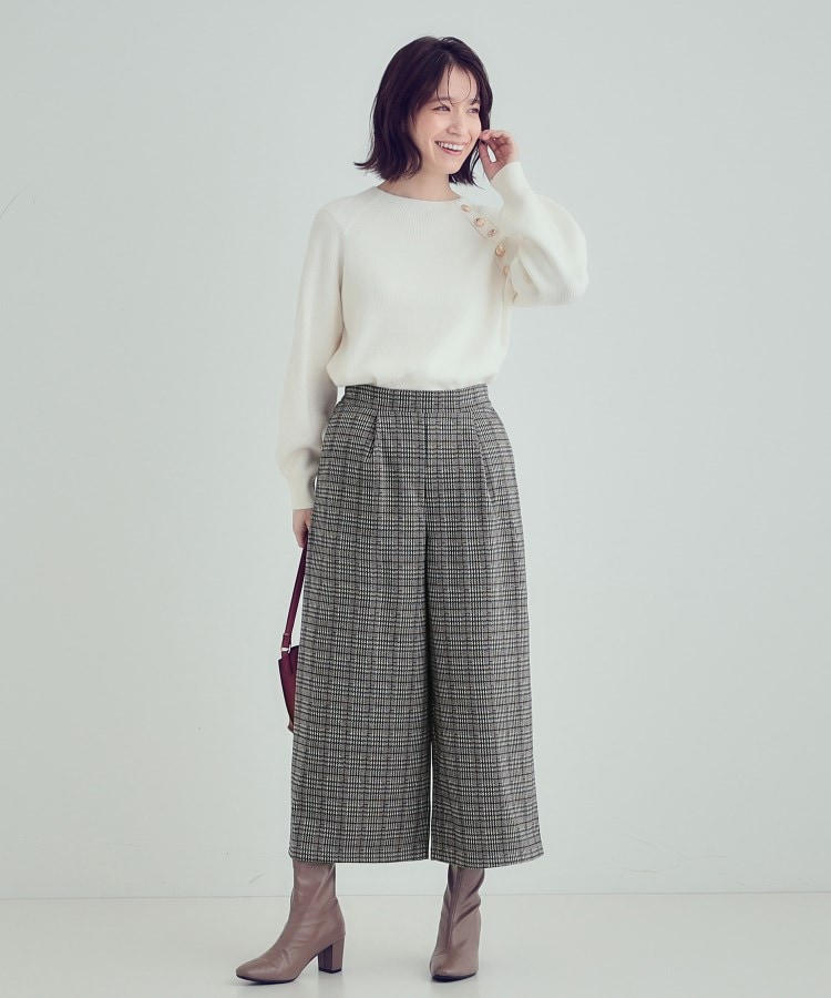 S-LL】あったか裏起毛クロップドワイドパンツ(6~9分丈パンツ S-LL】あったか裏起毛クロップドワイドパンツ(6~9分丈パンツ