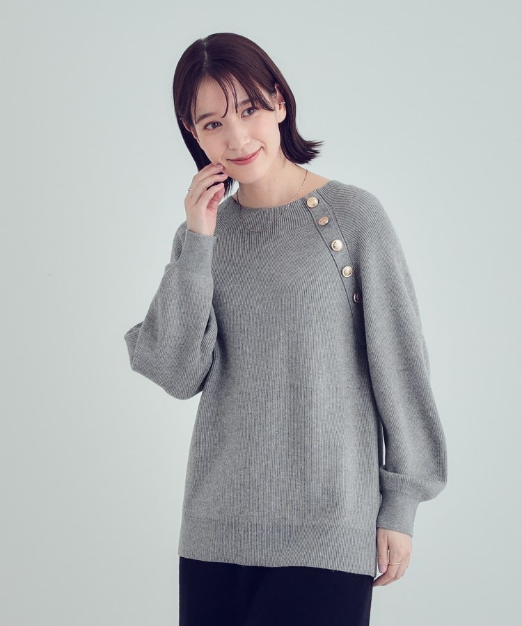 シューラルー/ドレスキップ(SHOO・LA・RUE/DRESKIP)の【S-LL/洗える】きらっとラメが華やか 肩金ボタンニット6