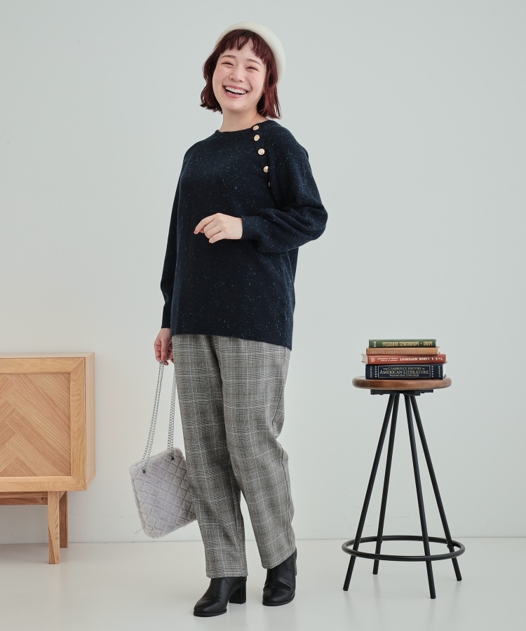 シューラルー/ドレスキップ(SHOO・LA・RUE/DRESKIP)の【S-LL/洗える】きらっとラメが華やか 肩金ボタンニット24