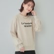 シューラルー/ドレスキップ(SHOO・LA・RUE/DRESKIP)の【S-LL】フェイクパール付きロゴ裏起毛トップス ベージュ(052)