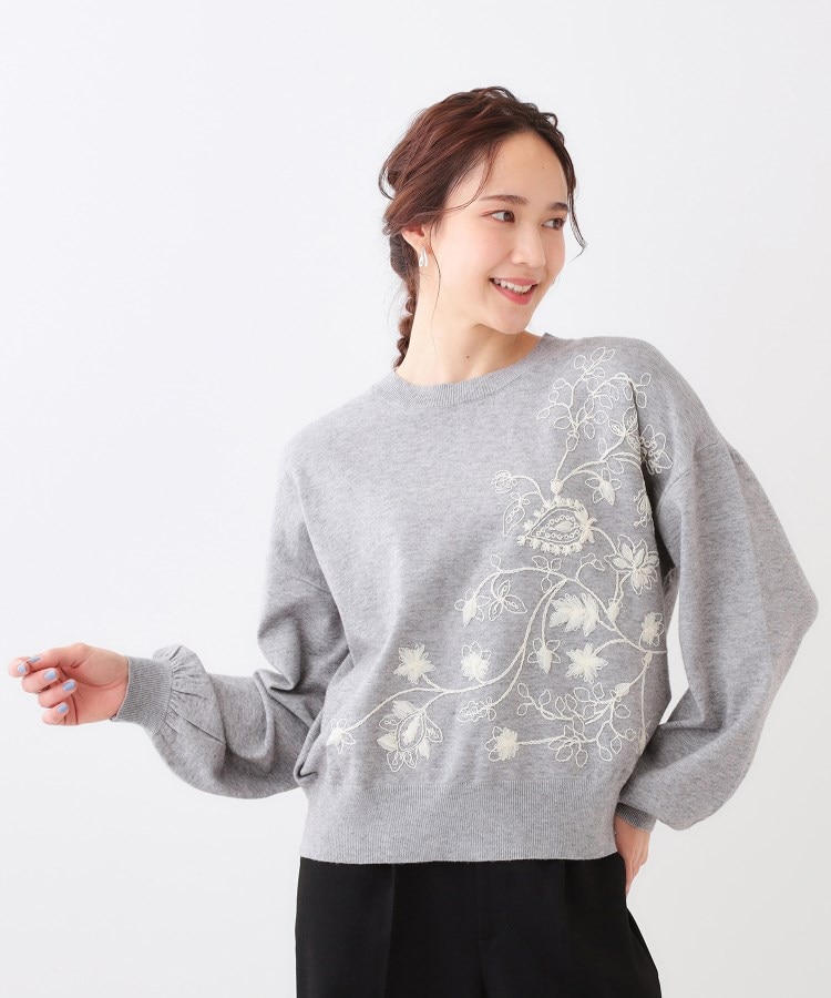 S-LL】大人のエレガントな着こなしに ラメ刺繍ニット(ニット S-LL】大人のエレガントな着こなしに ラメ刺繍ニット(ニット