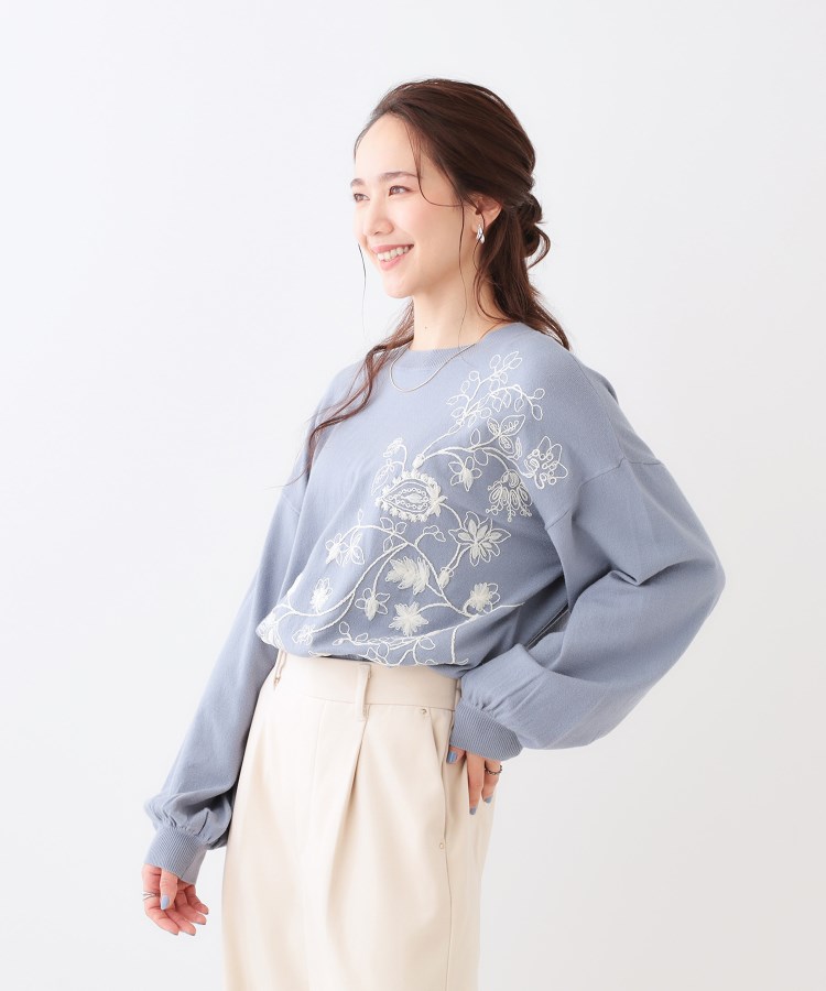 S-LL】大人のエレガントな着こなしに ラメ刺繍ニット(ニット S-LL】大人のエレガントな着こなしに ラメ刺繍ニット(ニット