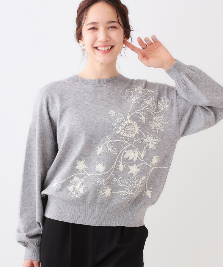 S-LL】大人のエレガントな着こなしに ラメ刺繍ニット(ニット S-LL】大人のエレガントな着こなしに ラメ刺繍ニット(ニット