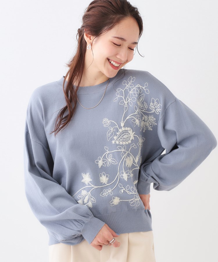 S-LL】大人のエレガントな着こなしに ラメ刺繍ニット(ニット S-LL】大人のエレガントな着こなしに ラメ刺繍ニット(ニット