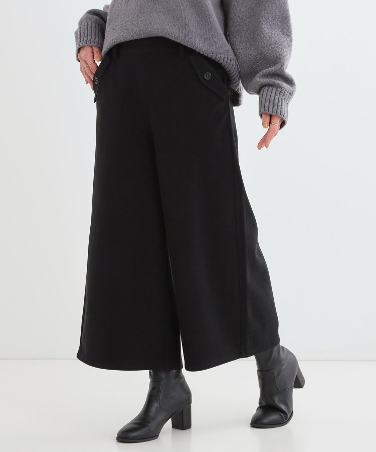 シューラルー/ドレスキップ(SHOO・LA・RUE/DRESKIP)の【S-LL】お尻や太ももをカバーしてくれる あったかガウチョパンツ ブラック(019)